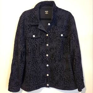Vintage Black Velvet Animal Print Jean Style Jacket